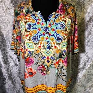 Johnny Was Multicolor Floral Blouse
